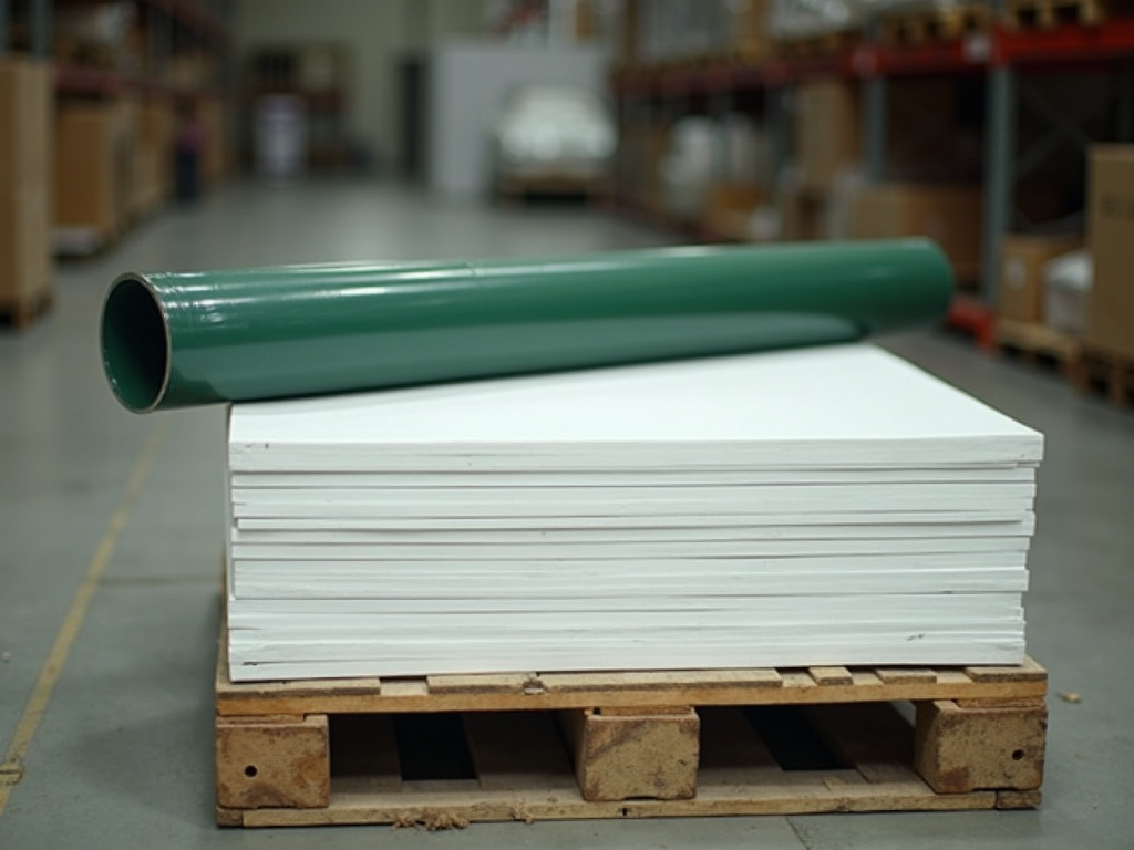 White HDPE sheet and green UHMW-PE rod