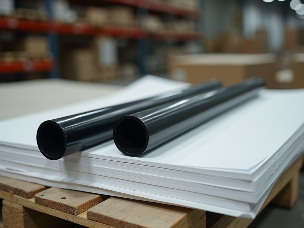White POM acetal sheet and black rod