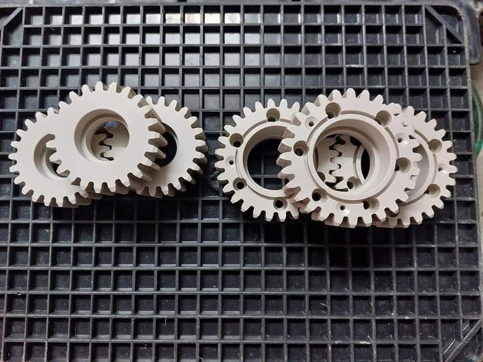 Ivory nylon gears machined to drawing